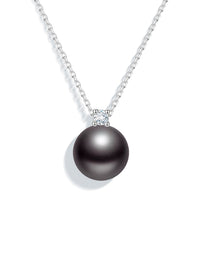 Princess Diana-Inspired 18K Gold Natural Peacock Green Tahitian Black Saltwater Pearl Necklace with Natural Diamonds