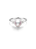 Tiny Akoya Saltwater Pearl Ring Minimalist High Luster Office Commute Fine Jewelry