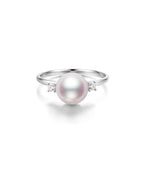 Tiny Akoya Saltwater Pearl Ring Minimalist High Luster Office Commute Fine Jewelry