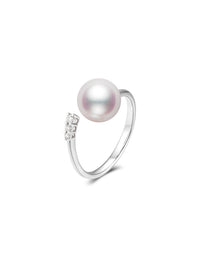 Tiny Akoya Saltwater Pearl Ring Minimalist High Luster Office Commute Fine Jewelry