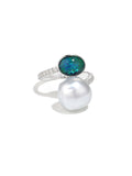 Genuine South Sea White Saltwater Pearl Solitaire Ring 18K Gold  Formal Wear Jewelry Bridal Accessory