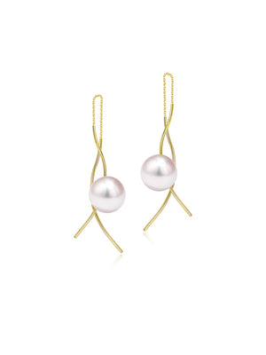 Japanese Akoya Saltwater Pearl Saltwater Pearl Earrings AAA Clean Surface Genuine Cultured Pearl Fine Jewelry