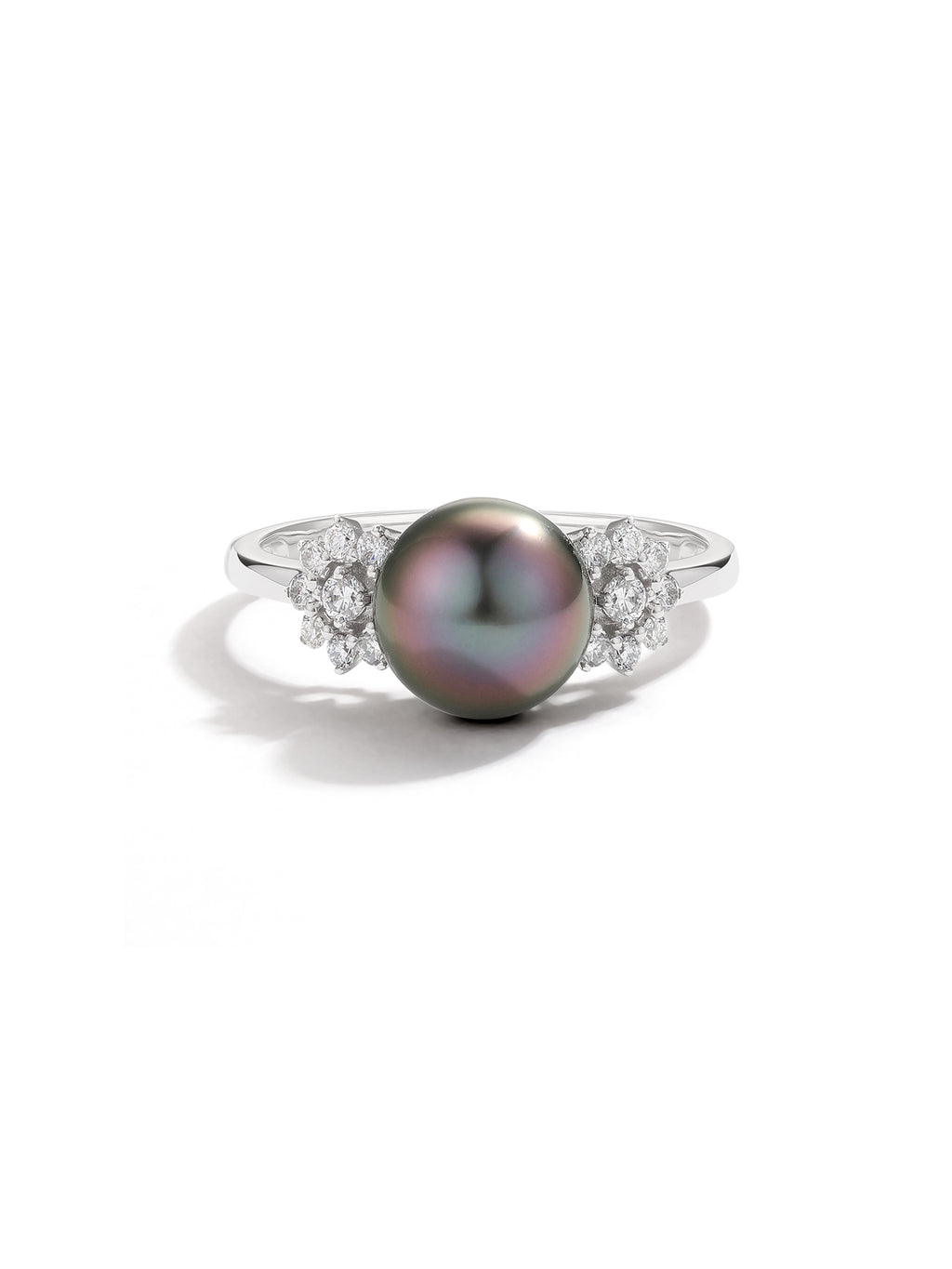 Tahitian Black Saltwater Pearl Ring AAA Clean Surface Genuine Cultured Pearl Fine Jewelry