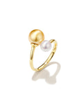 Certified Natural Golden South Sea and Akoya Pearl Ring Jewelry