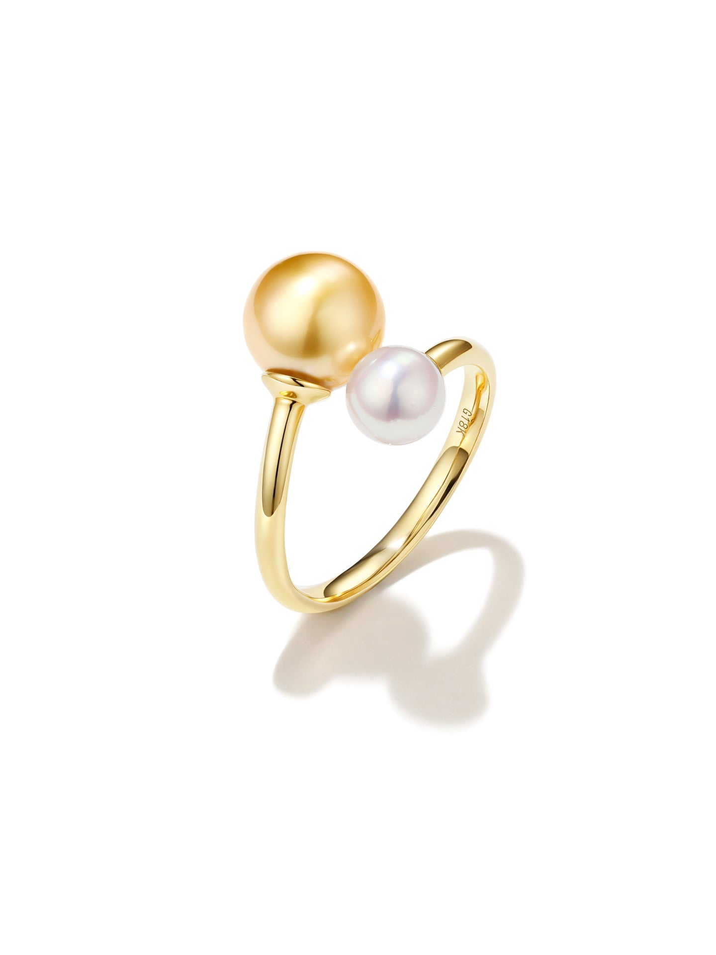Certified Natural Golden South Sea and Akoya Pearl Ring Jewelry