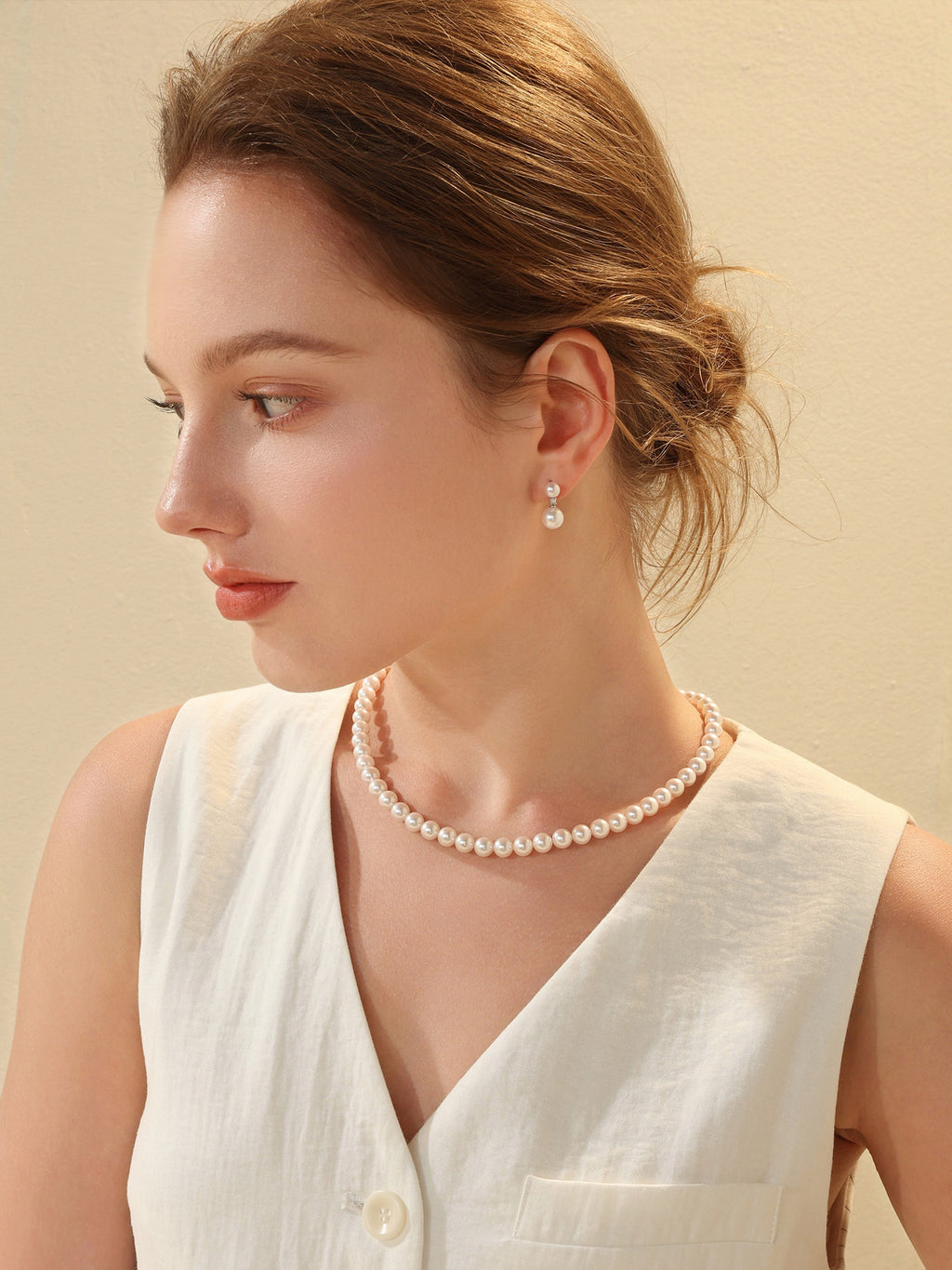 Princess Diana Style  18K Gold Akoya Saltwater Pearl Stud Earrings with and Natural Diamonds