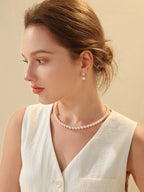 Princess Diana Style  18K Gold Akoya Saltwater Pearl Stud Earrings with and Natural Diamonds