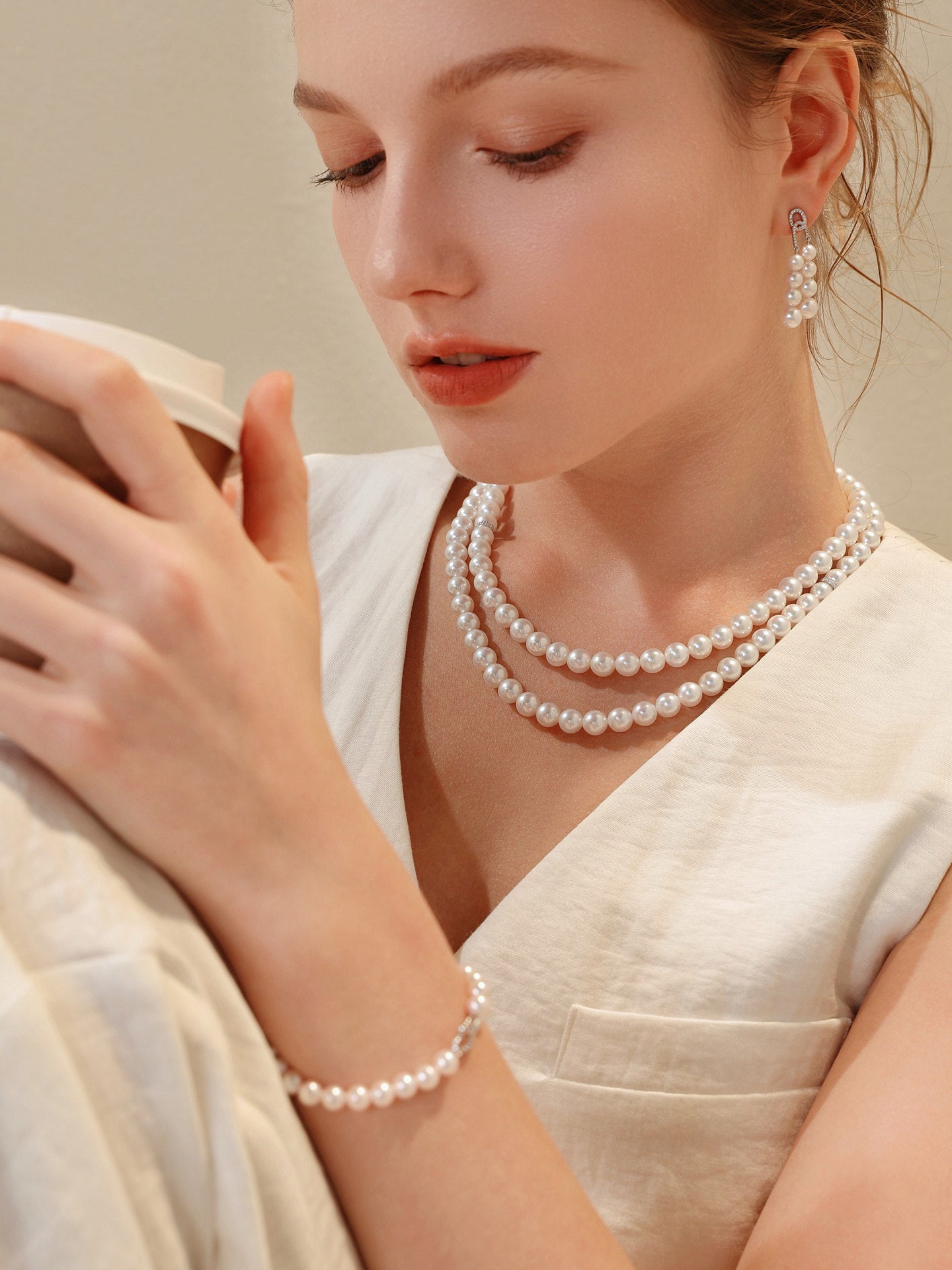 Japanese Akoya Saltwater Pearl Saltwater Pearl Necklace AAA Clean Surface Genuine Cultured Pearl Fine Jewelry