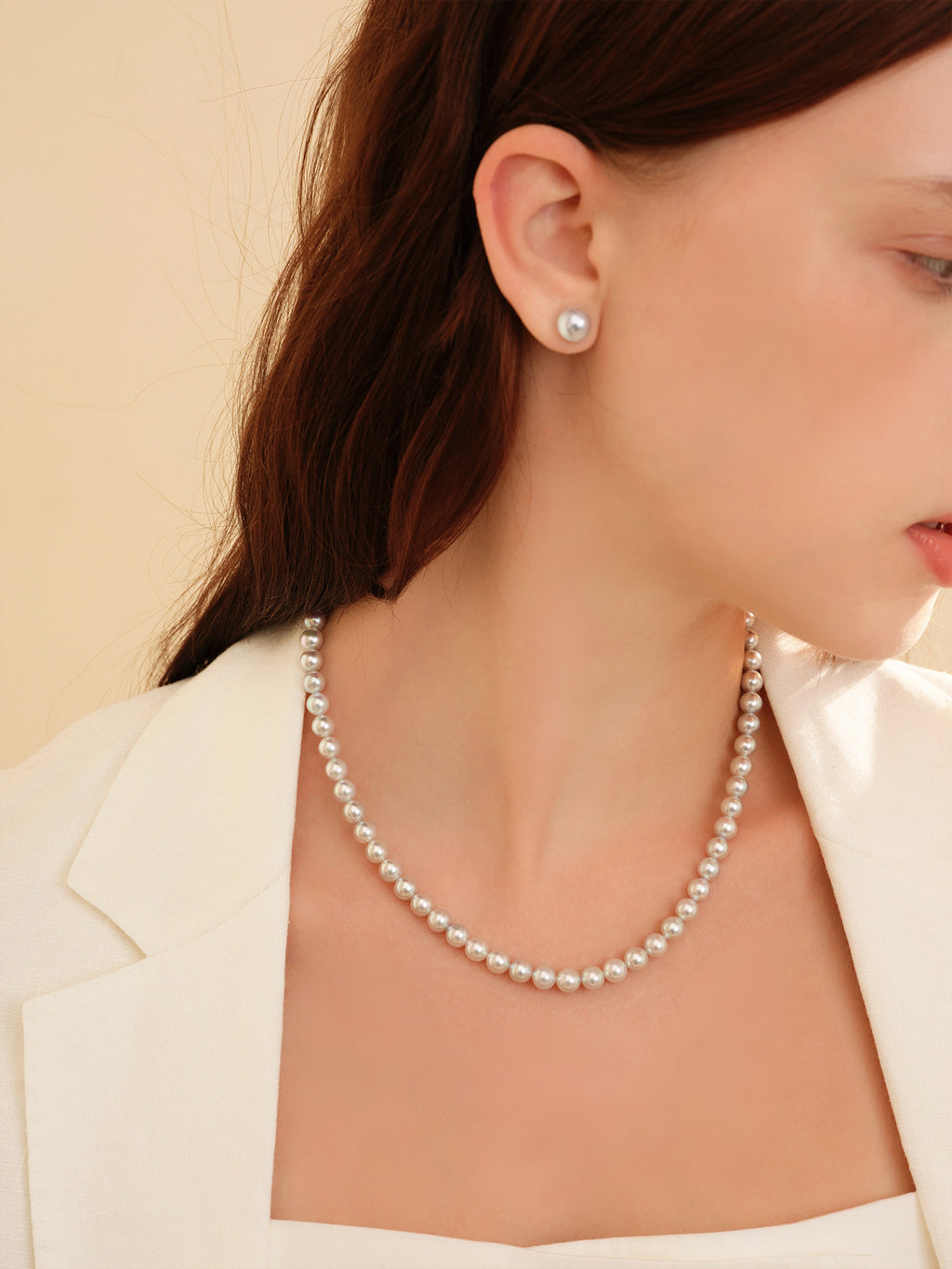 Classic 18K Gold Stud Earrings with Certified Silver-Blue Akoya Pearl – Natural Cultured Saltwater Pearls