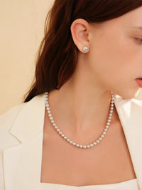 Classic 18K Gold Stud Earrings with Certified Silver-Blue Akoya Pearl – Natural Cultured Saltwater Pearls