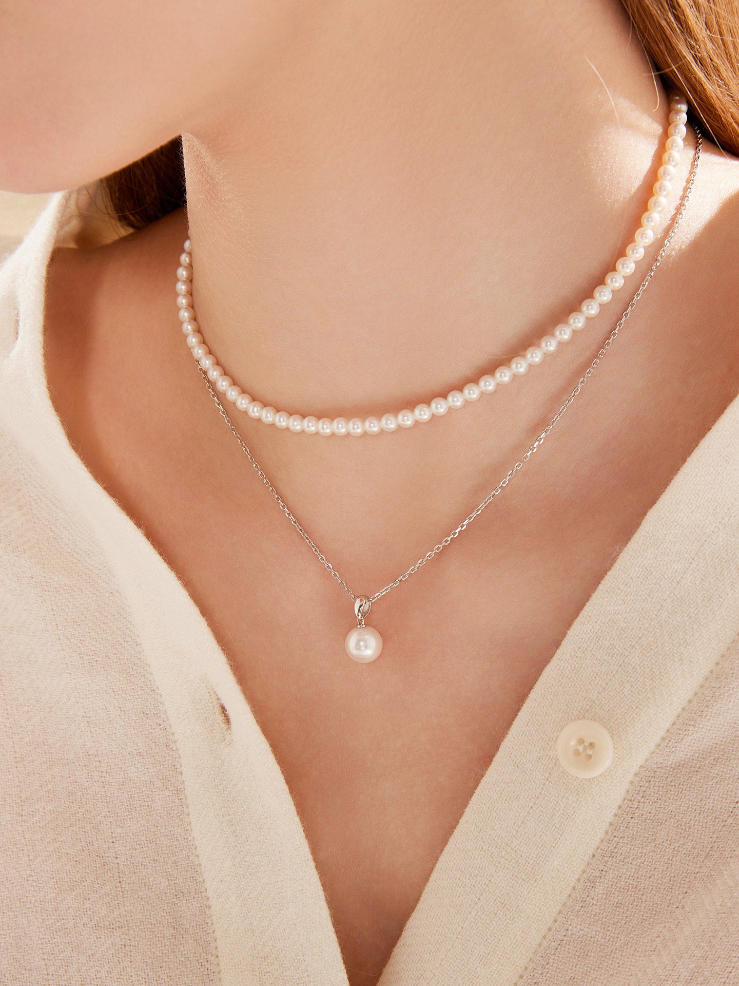 Natural Cultured Saltwater Akoya Pearl 18K Gold Necklace