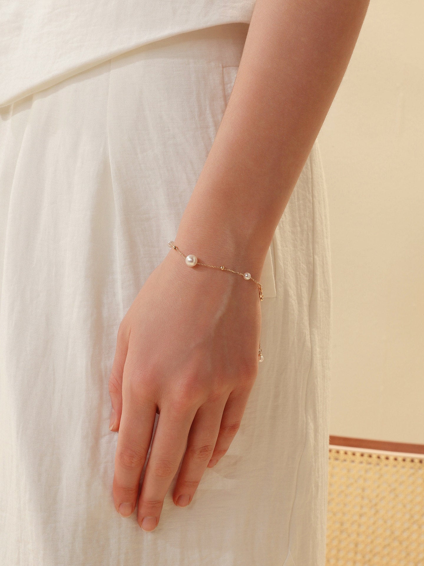 Mirror Luster Akoya Saltwater Pearl Bracelet  Elegant Office Lady Fine Jewelry Natural Cultured Saltwater Pearl
