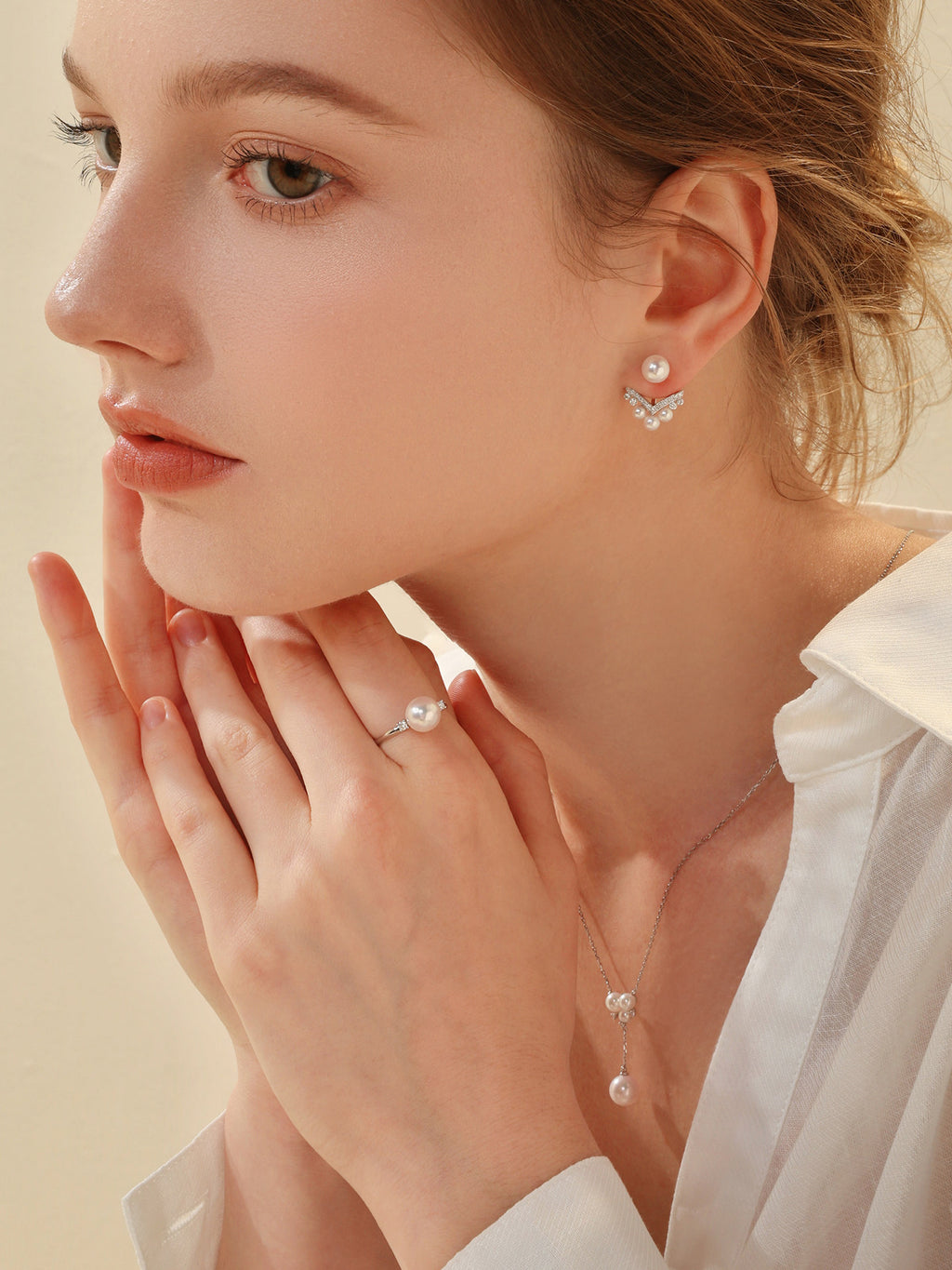 Tiny Akoya Saltwater Pearl Ring Minimalist High Luster Office Commute Fine Jewelry