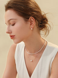 Natural Cultured Saltwater Akoya Pearl 18K Gold Necklace Natural diamond