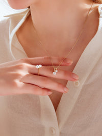 Akoya Pearl 18K Gold Natural Diamond Musical Note Necklace