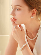 Genuine South Sea White Saltwater Pearl Solitaire ring 18K Gold Plated Noble Formal Wear Jewelry Premium Ice White South Sea Cultured Saltwater Pearl Strand ring Wedding Luxury Bridal Accessory