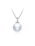 Mirror Luster 18K Gold South Sea Pearl Necklace with Natural Diamonds