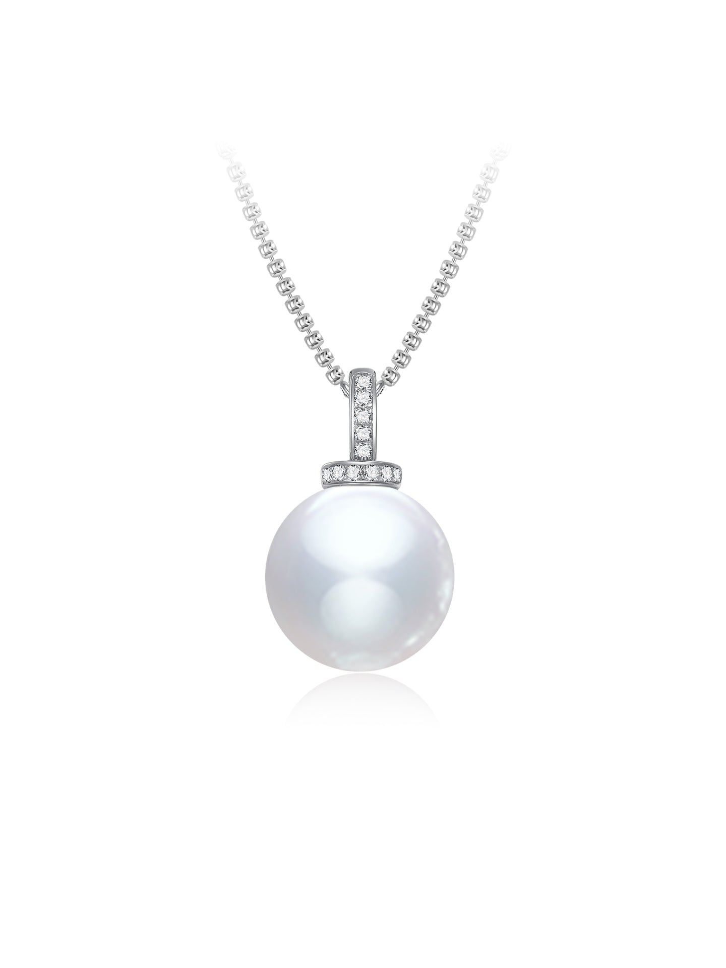 Mirror Luster 18K Gold South Sea Pearl Necklace with Natural Diamonds
