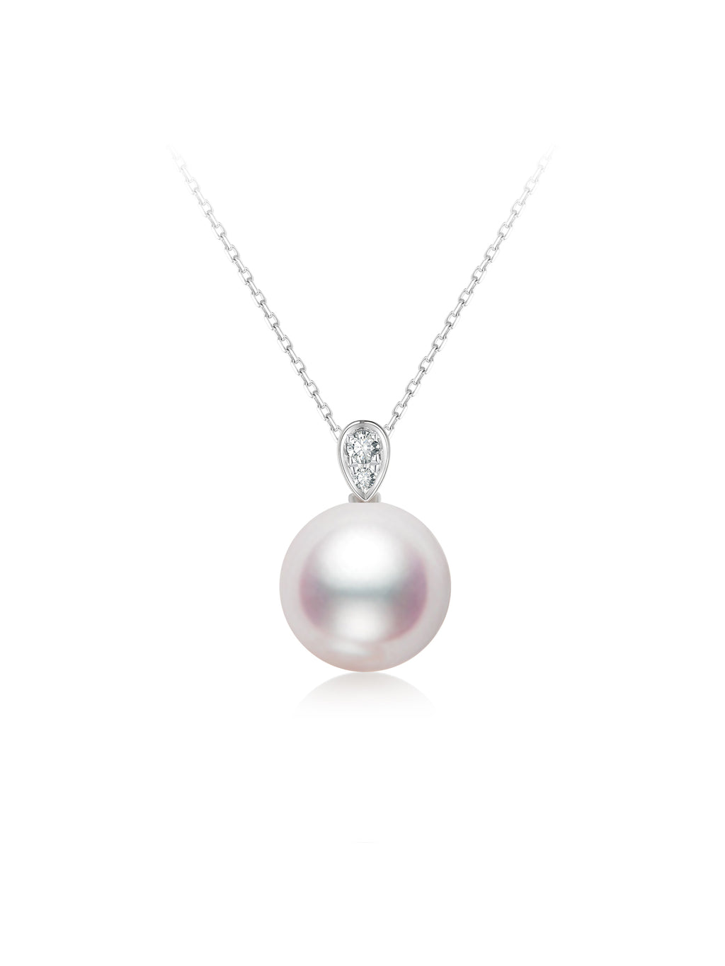 Natural Cultured Saltwater Akoya Pearl 18K Gold Necklace Natural diamond
