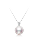 Natural Cultured Saltwater Akoya Pearl 18K Gold Necklace Natural diamond