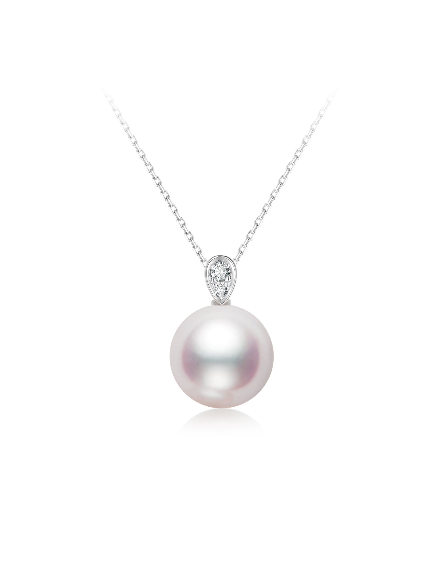 Natural Cultured Saltwater Akoya Pearl 18K Gold Necklace Natural diamond